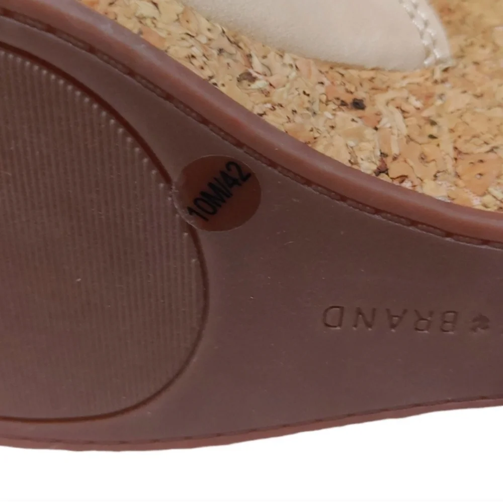 Lucky Brand Kyla Tan Beige Ankle Strap Wedge Sandals Heels Women's Size 10